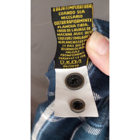 Stanley Blue & White Plaid Flannel Button Front Long Sleeve Shirt - Picture 10 of 12